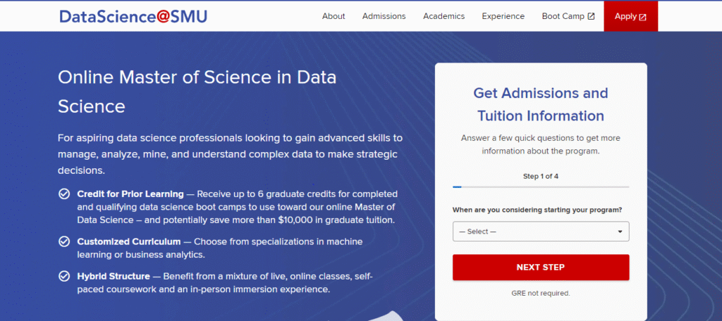 Southern Methodist University (SMU) — Online MS in Data Science